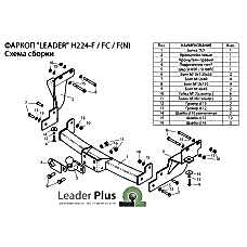 ТСУ Leader Plus с нержавеющей пластиной для Hyundai Santa Fe (2012-2019), H224-FN